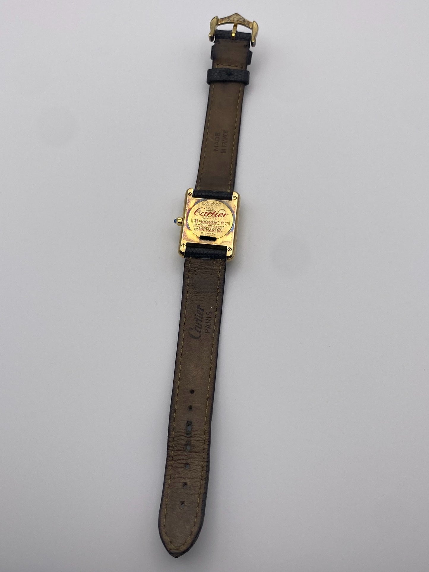 Vintage Must de Cartier Tank (1985) – Black Dial | One Owner | Cartier-Serviced | Genuine Cartier Strap | Full Paperwork