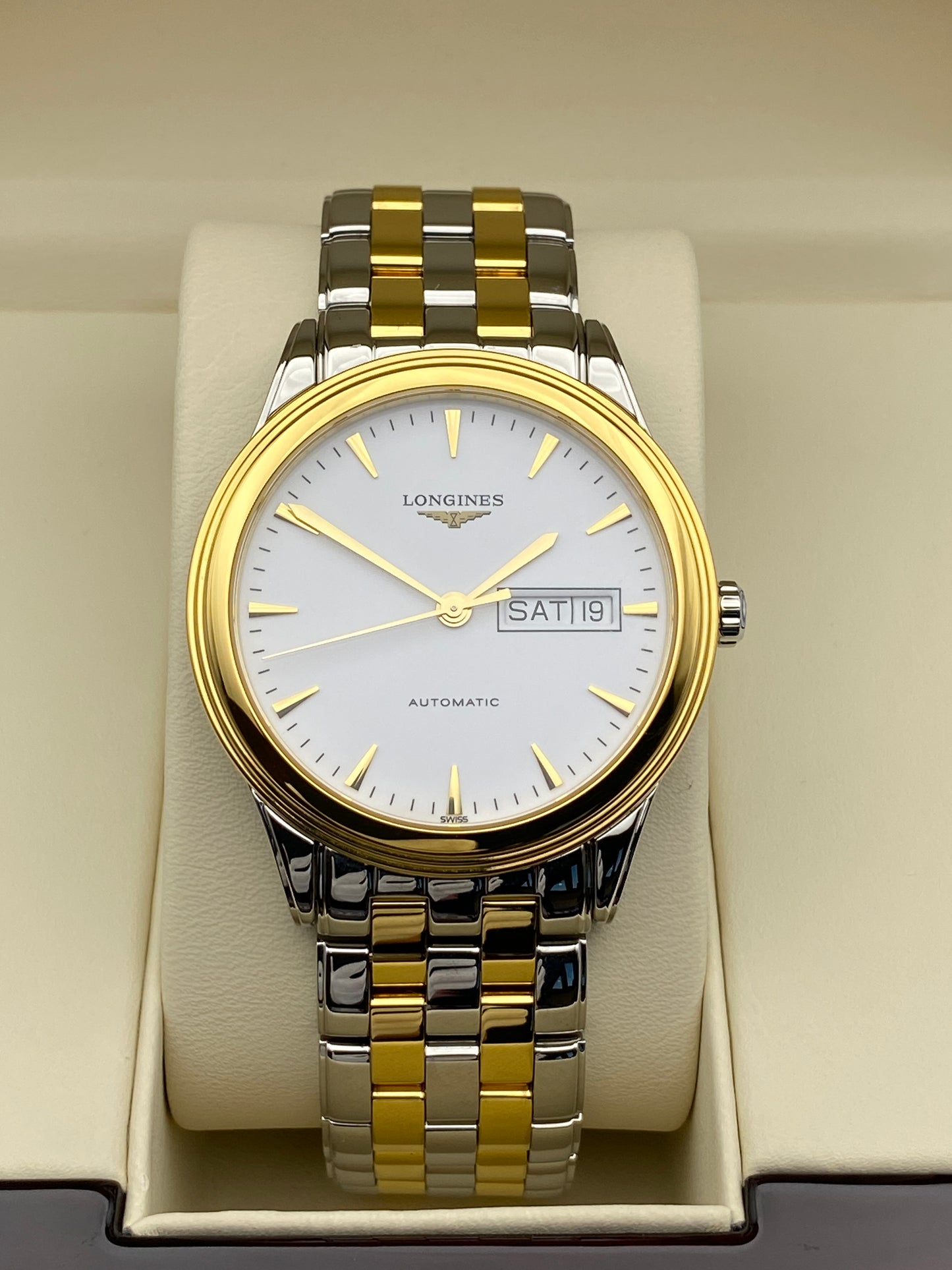 Longines Flagship White, Steel & Yellow Gold Men's Watch - L4.899.3.22.7
