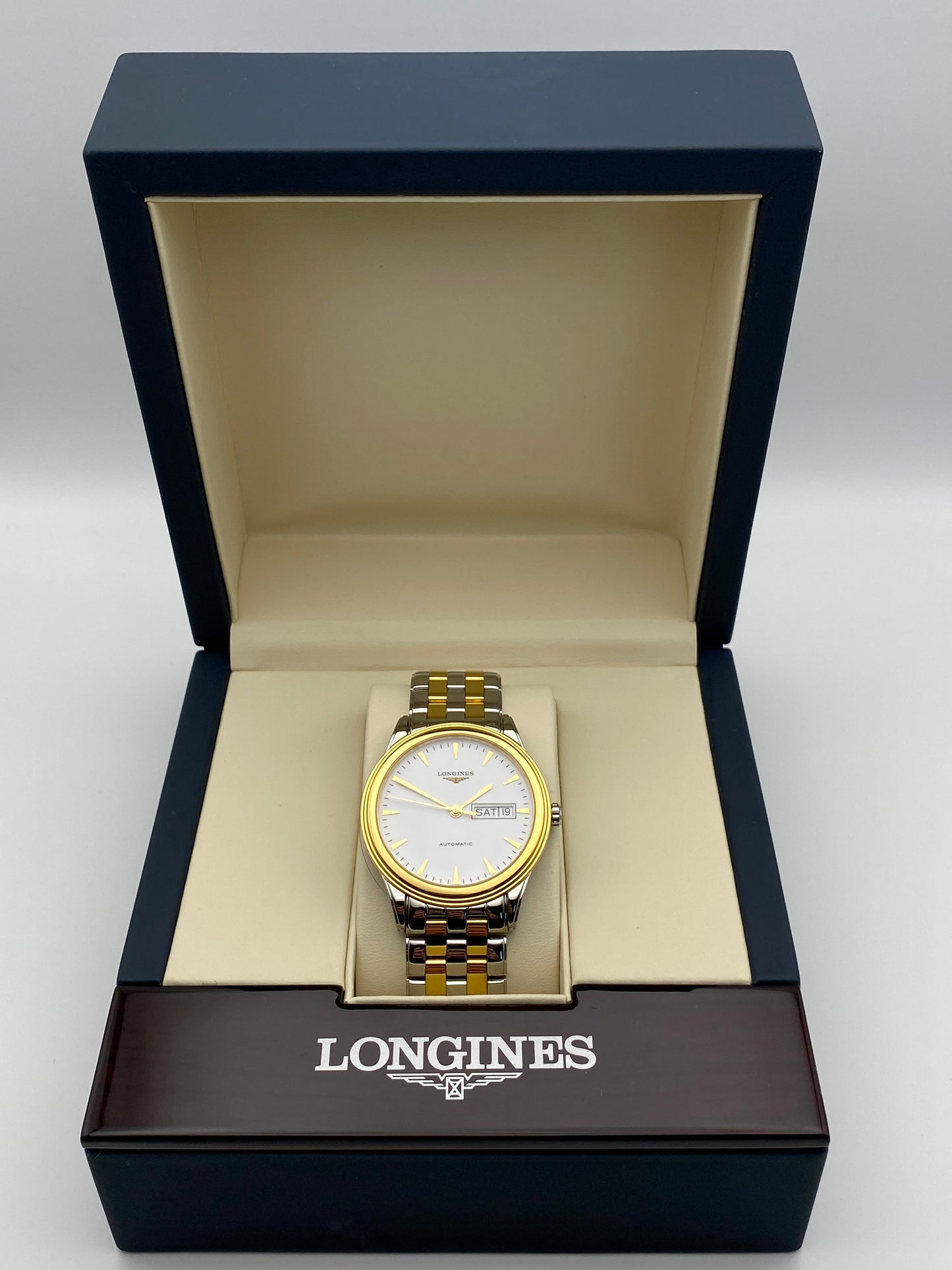 Longines Flagship White, Steel & Yellow Gold Men's Watch - L4.899.3.22.7