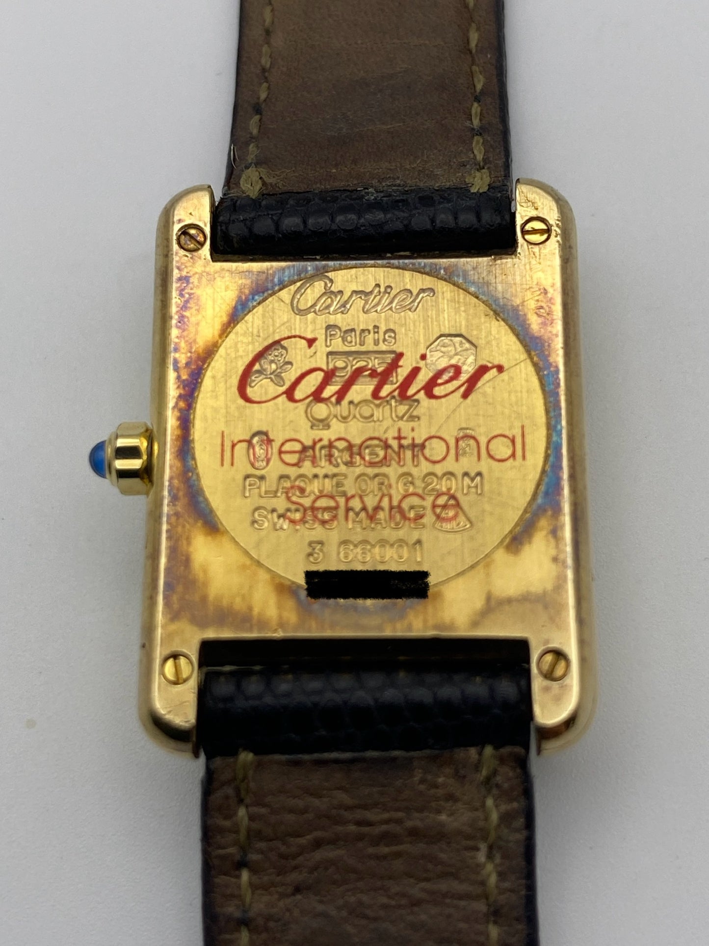 Vintage Must de Cartier Tank (1985) – Black Dial | One Owner | Cartier-Serviced | Genuine Cartier Strap | Full Paperwork