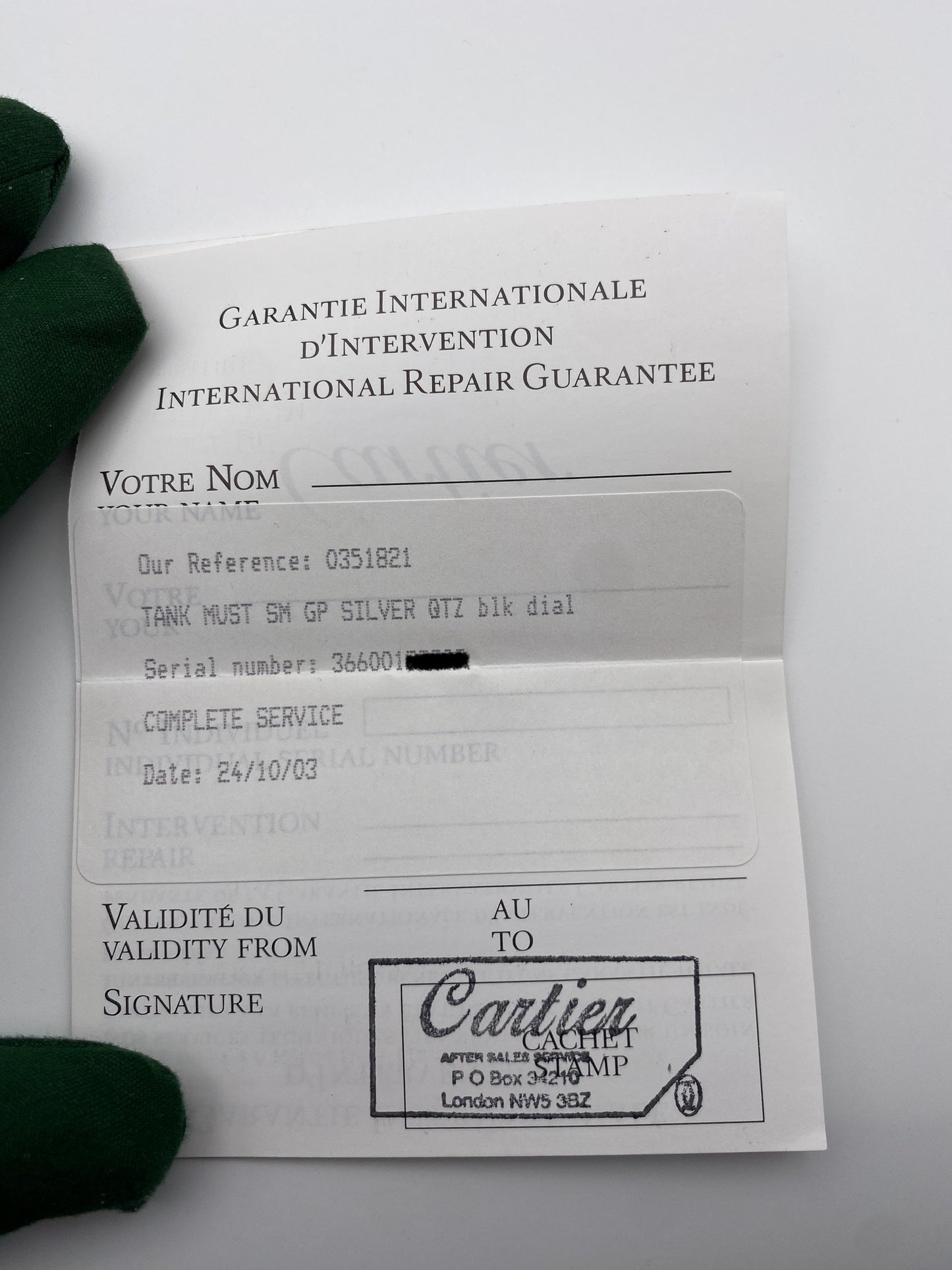Vintage Must de Cartier Tank (1985) – Black Dial | One Owner | Cartier-Serviced | Genuine Cartier Strap | Full Paperwork