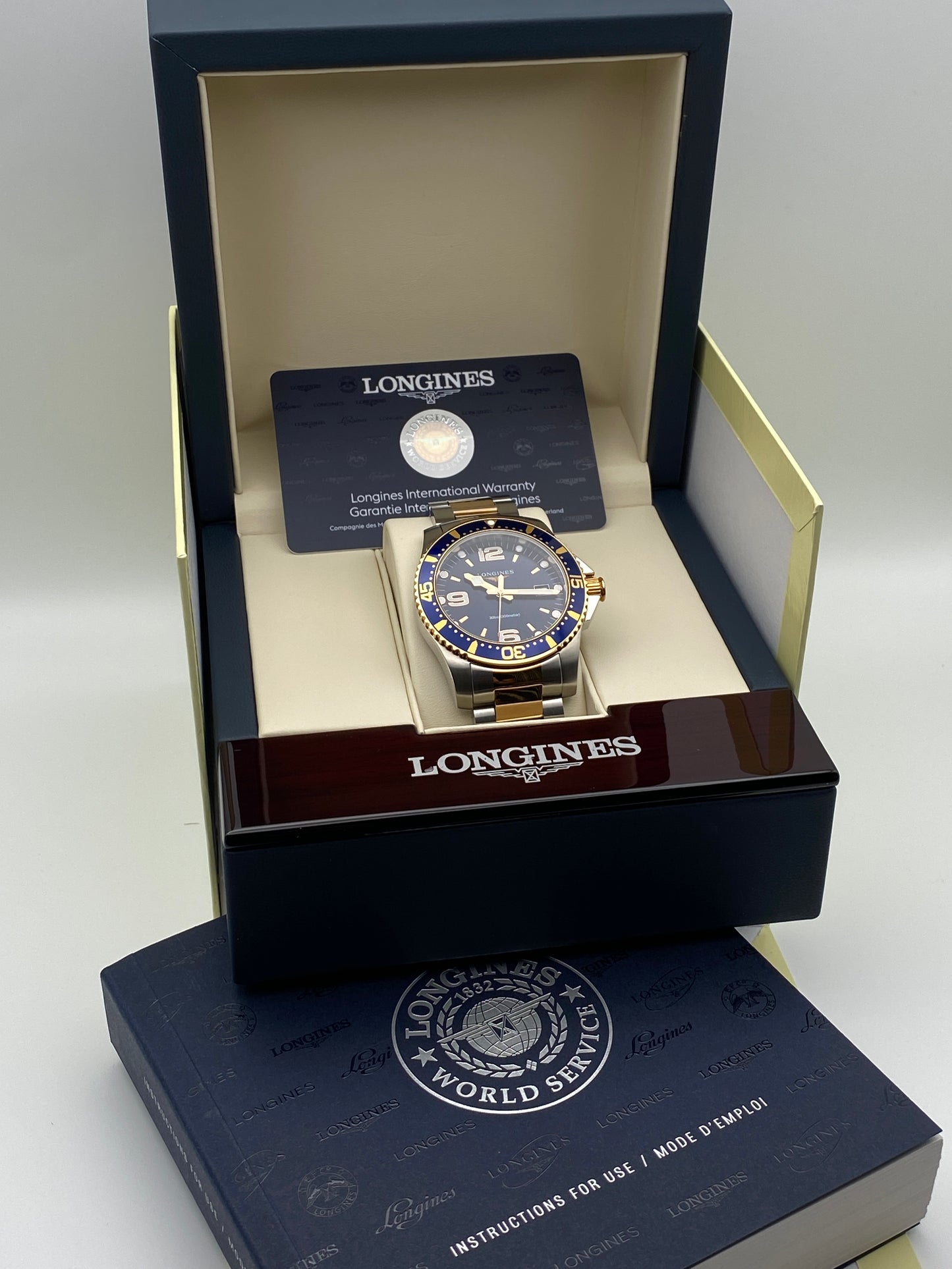 Longines Hydroconquest, Two-Tone Rose Gold & Steel Blue Dial Watch (L37403987)
