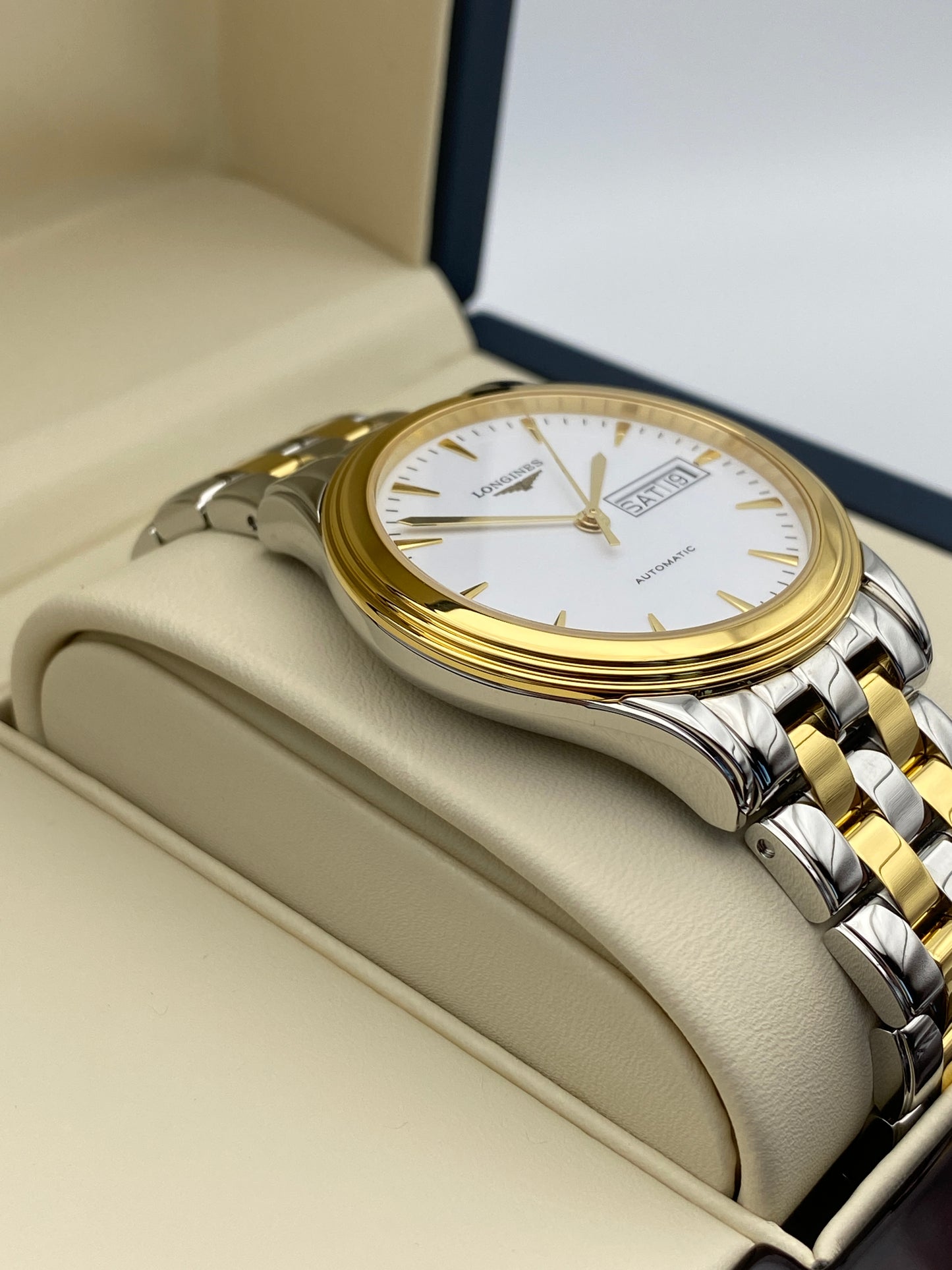 Longines Flagship White, Steel & Yellow Gold Men's Watch - L4.899.3.22.7