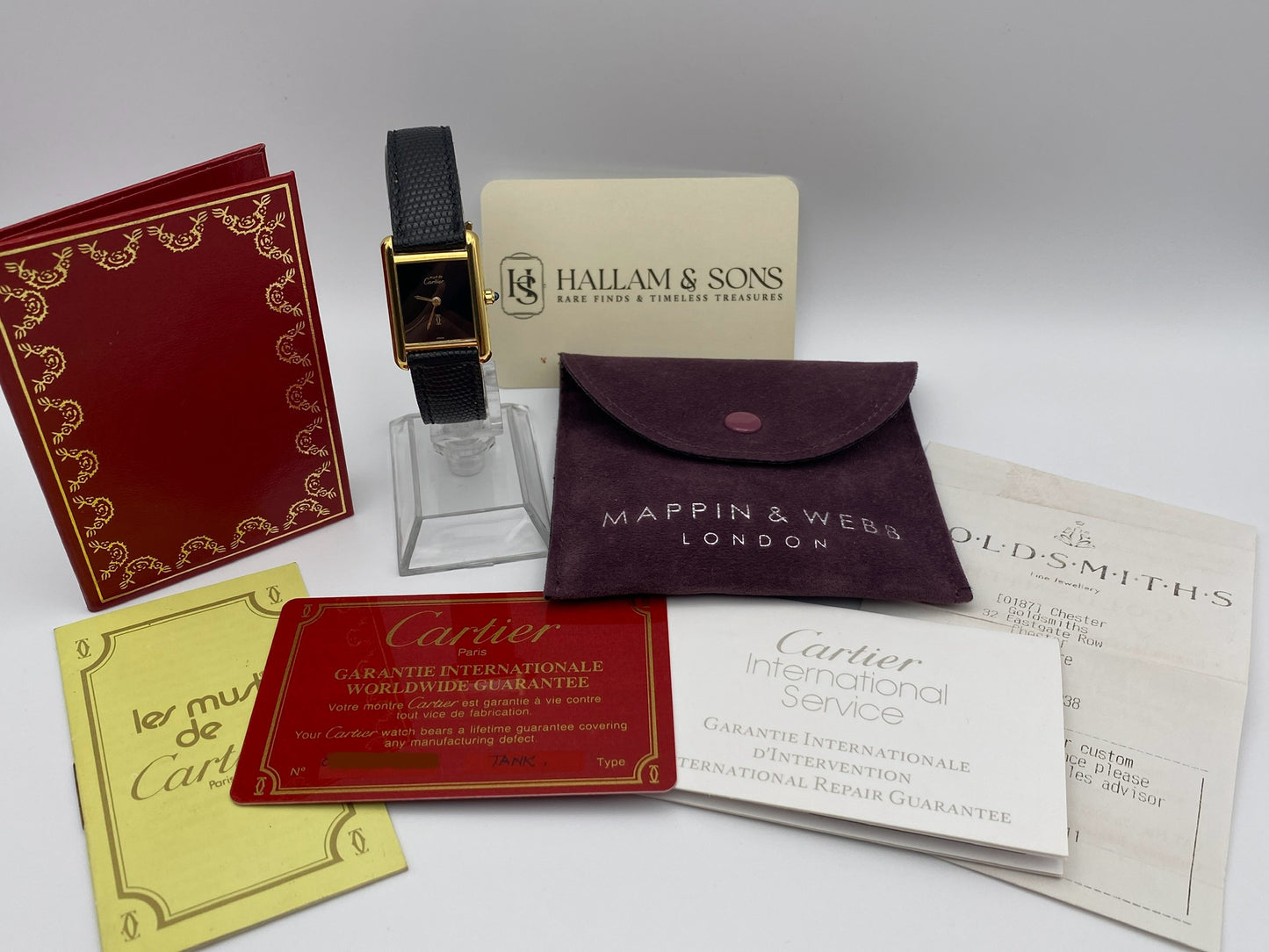 Vintage Must de Cartier Tank (1985) – Black Dial | One Owner | Cartier-Serviced | Genuine Cartier Strap | Full Paperwork