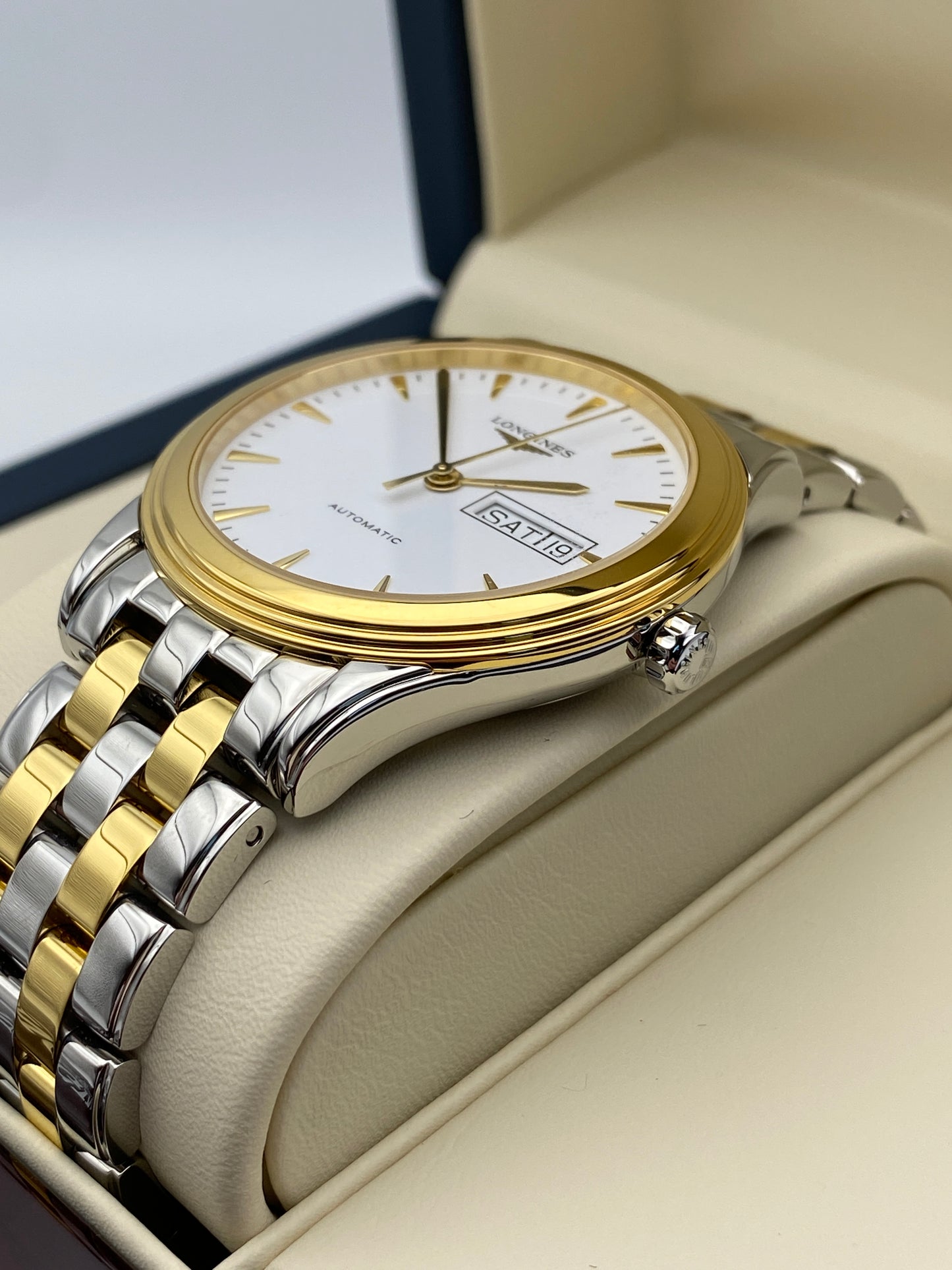 Longines Flagship White, Steel & Yellow Gold Men's Watch - L4.899.3.22.7