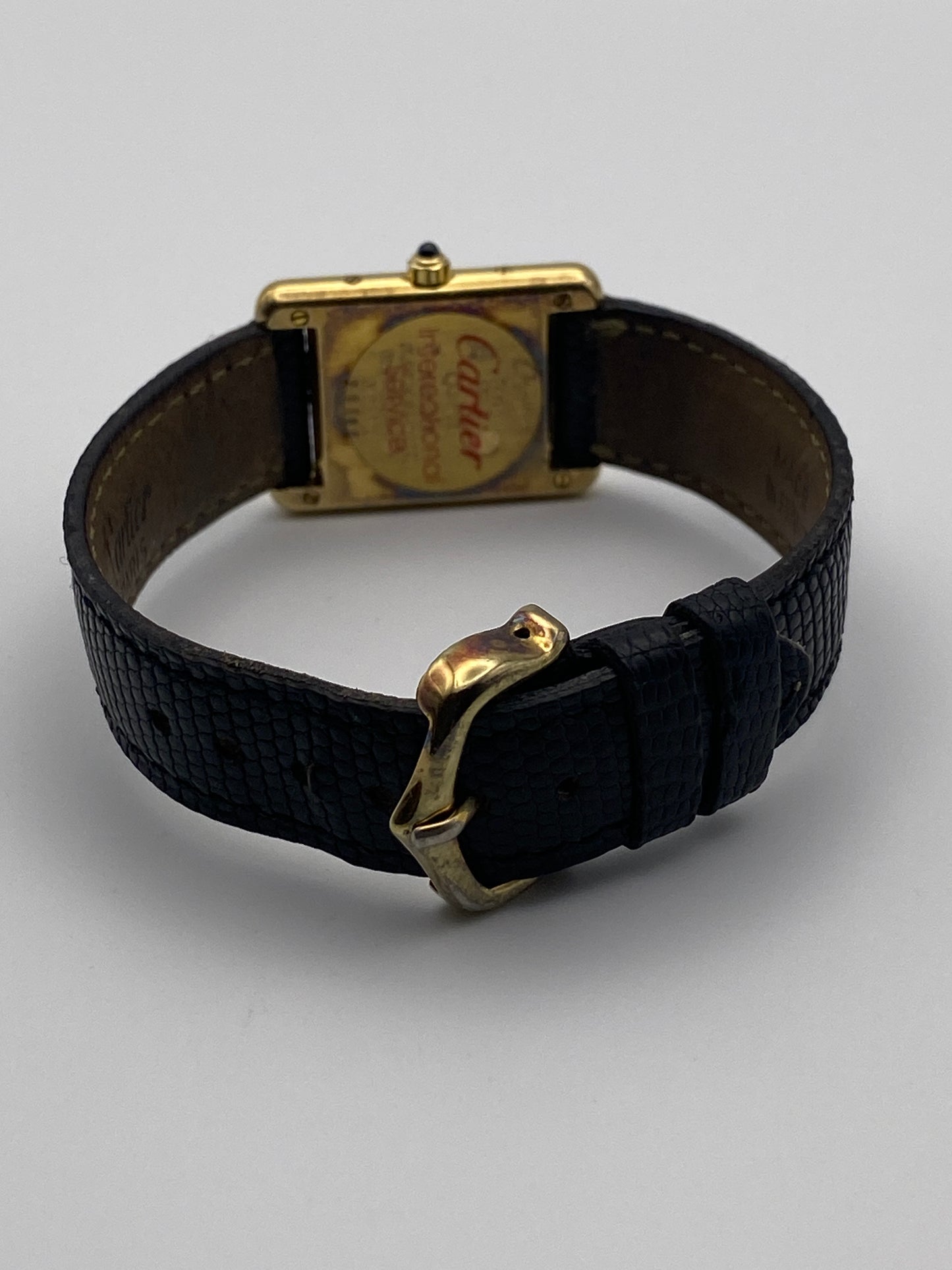 Vintage Must de Cartier Tank (1985) – Black Dial | One Owner | Cartier-Serviced | Genuine Cartier Strap | Full Paperwork