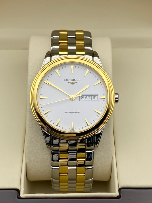 Longines Flagship White, Steel & Yellow Gold Men's Watch - L4.899.3.22.7