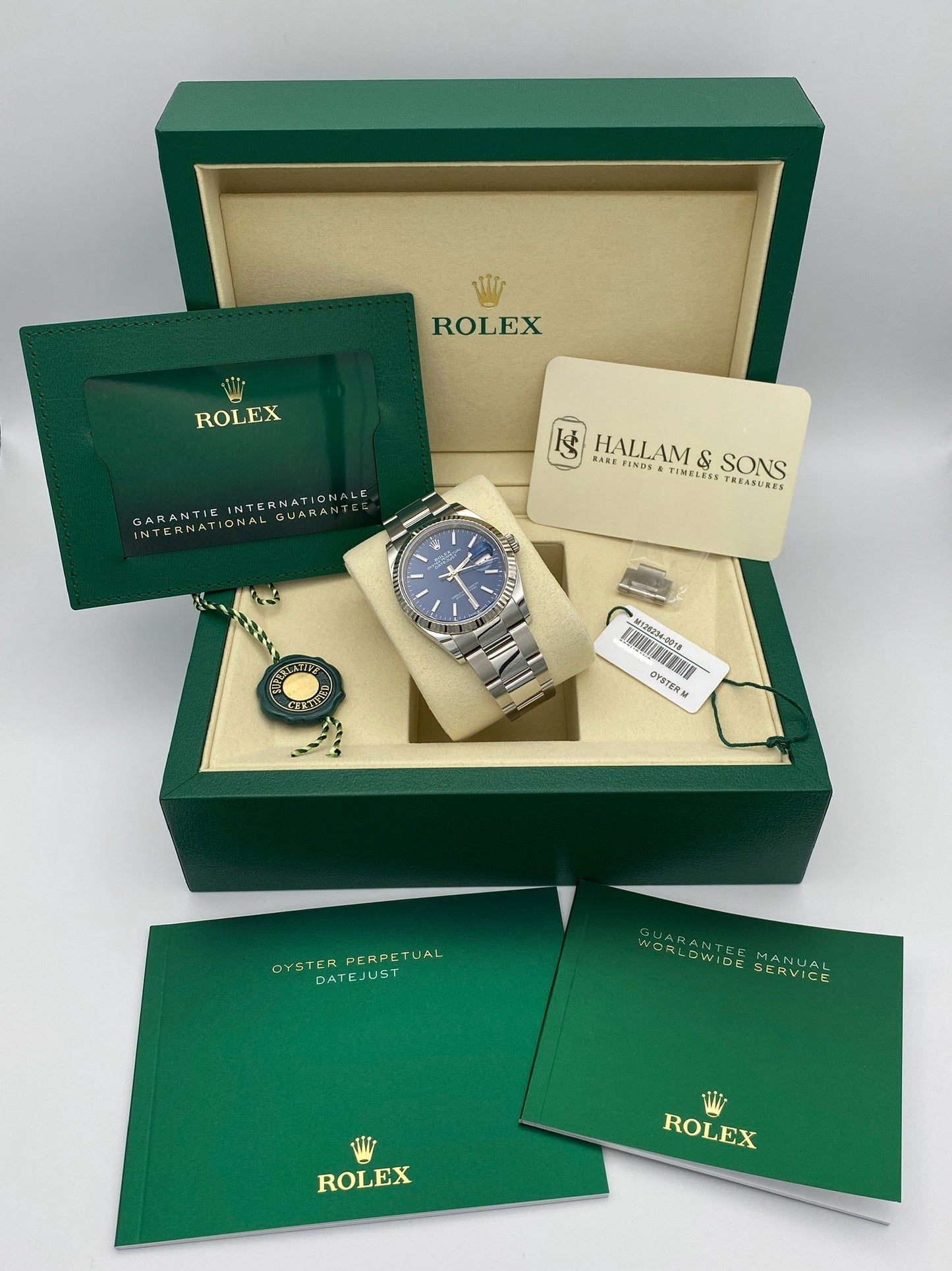 Rolex Datejust 36 – Blue Baton Dial – 126234 – 2025 – Full Set – Unworn
