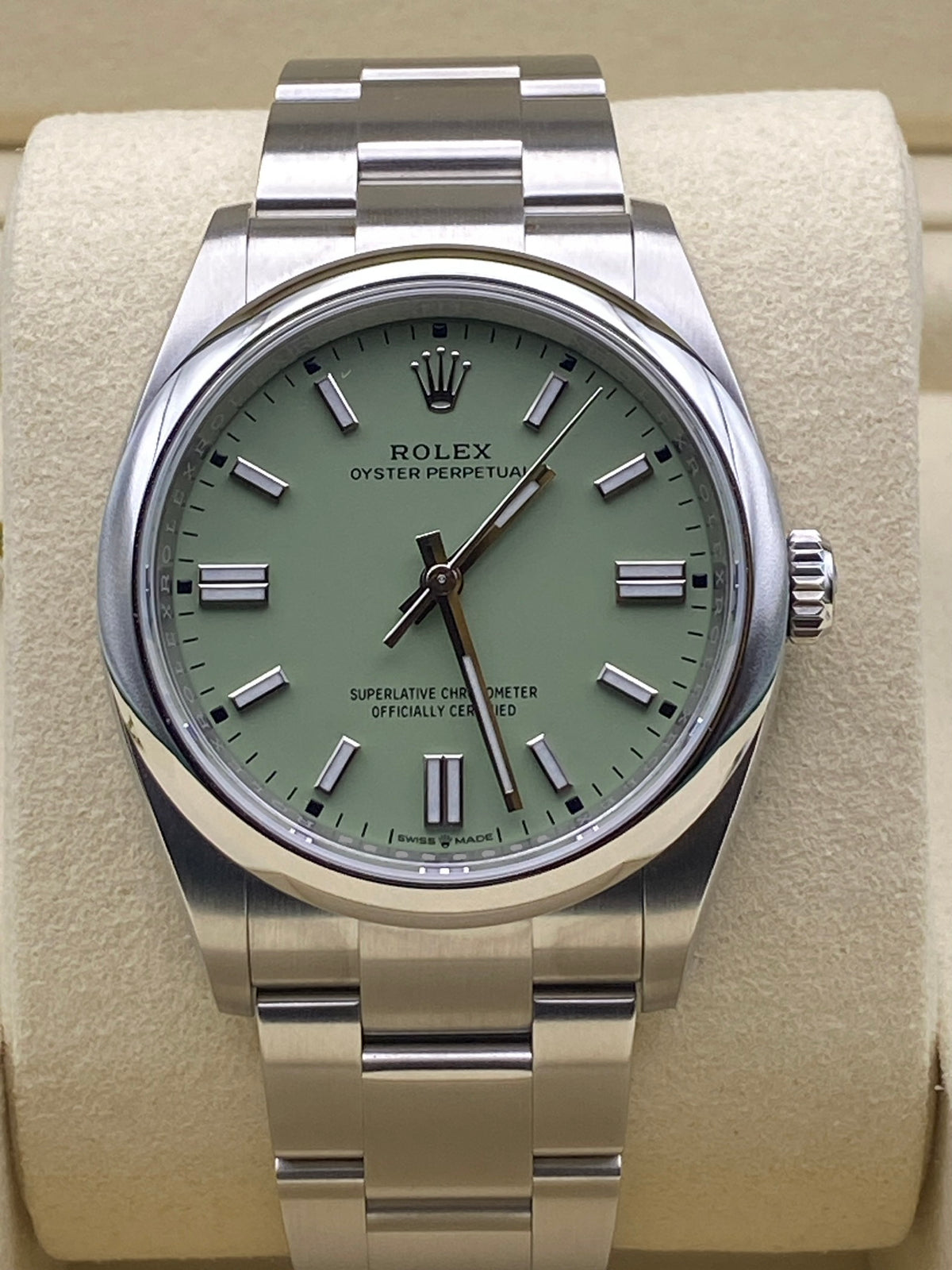 Rolex Oyster Perpetual 126000 36mm pistachio dial box & papers