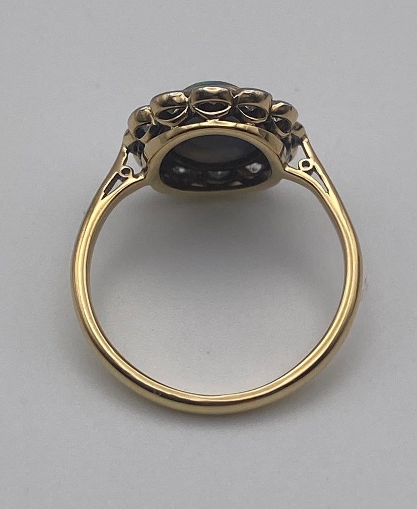 Fine Black Opal & Diamond Cluster Ring
Pre-Owned | Ring Size: UK K½