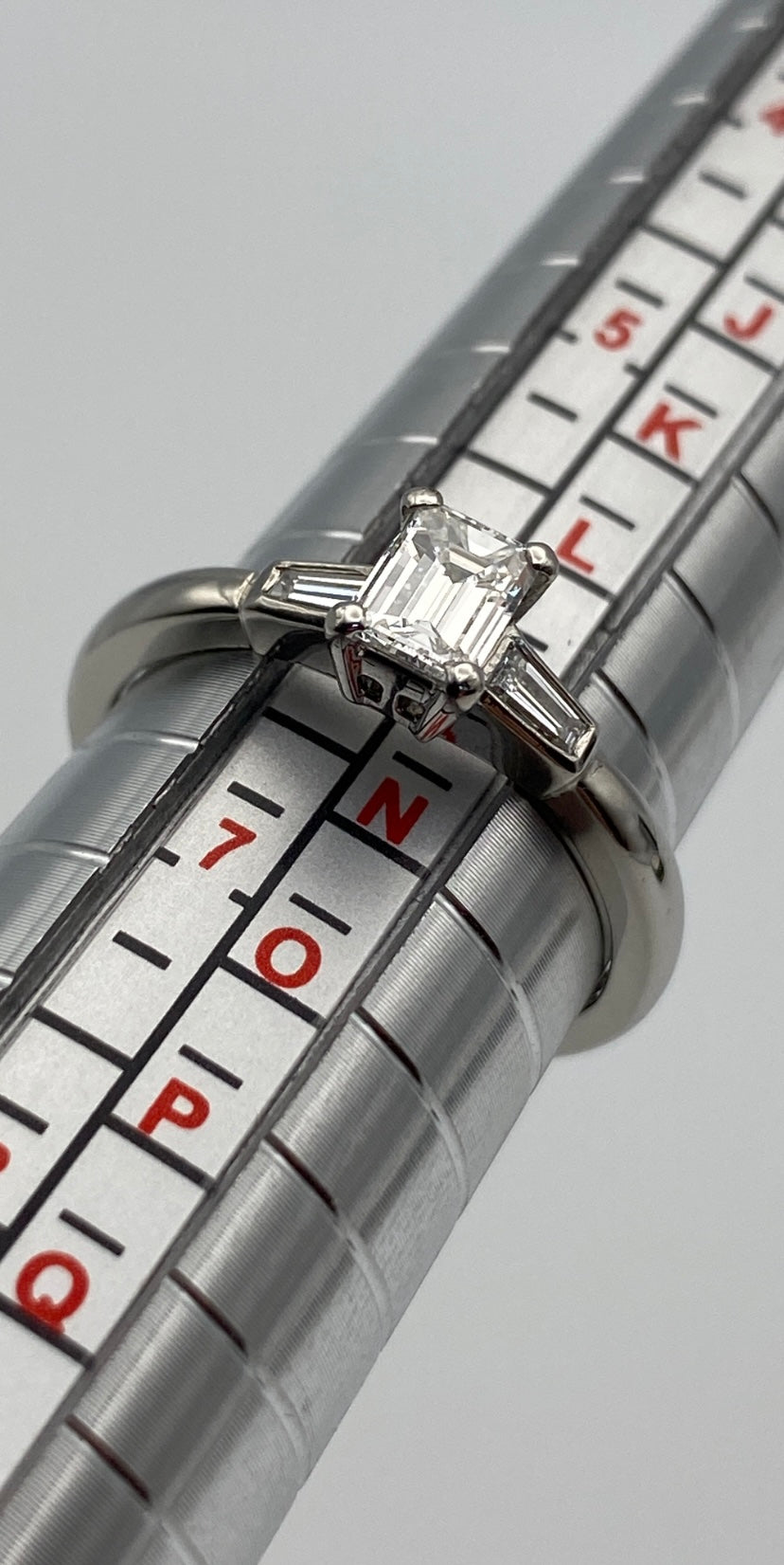 Platinum Emerald-Cut & Baguette Diamond Ring – 0.80ct Total | Pre-Owned | Ring Size: UK M