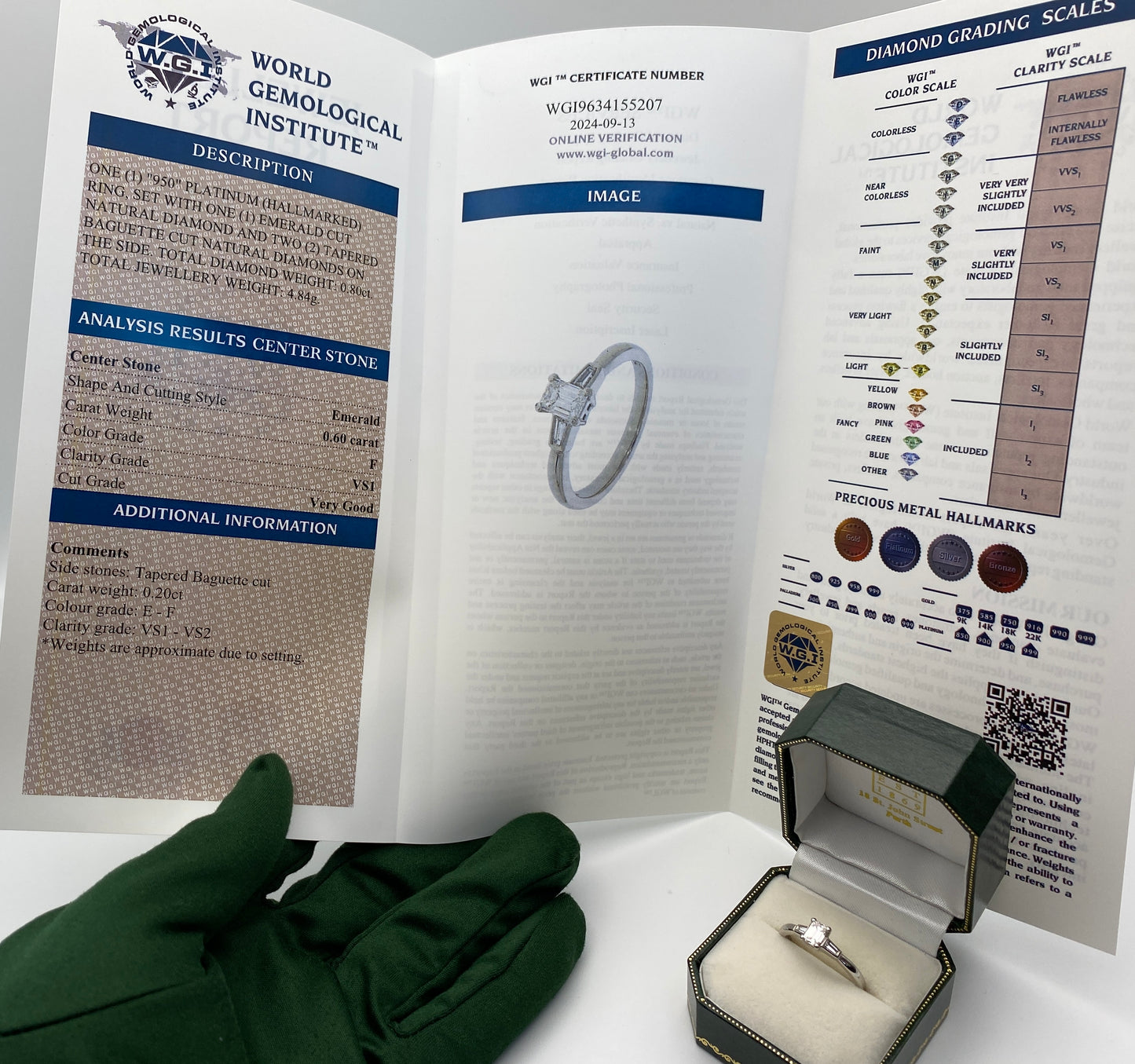 Platinum Emerald-Cut & Baguette Diamond Ring – 0.80ct Total | Pre-Owned | Ring Size: UK M