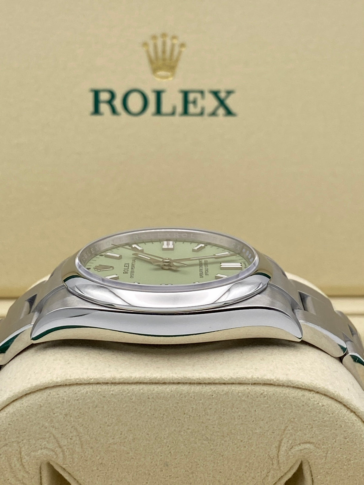 Rolex Oyster Perpetual 126000 36mm pistachio dial box & papers